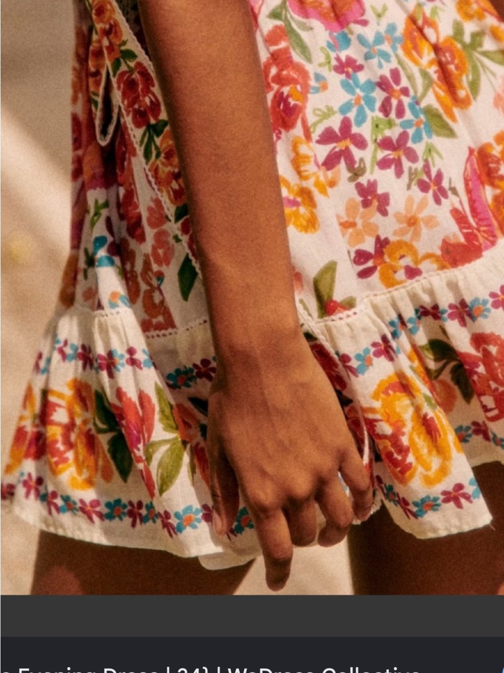 Sezane Floral Cotton Mini Dress in White with Yellow, Pink & Orange Flowers - Picture 5 of 5